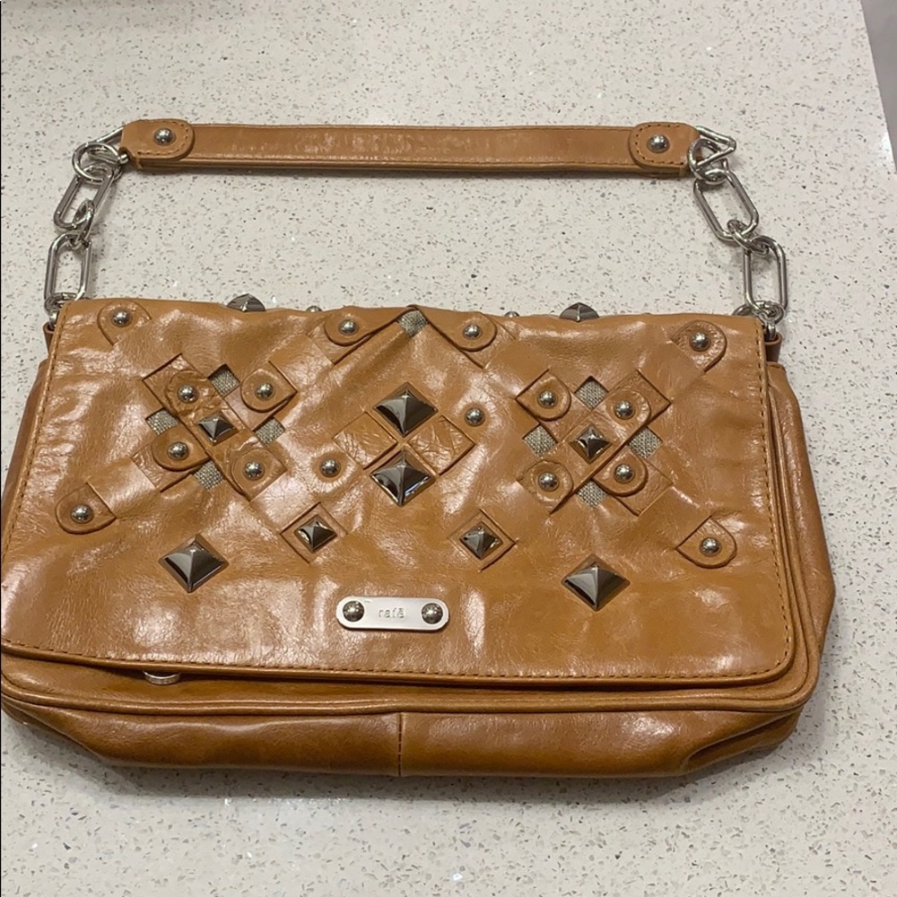 Brown leather with studs bag